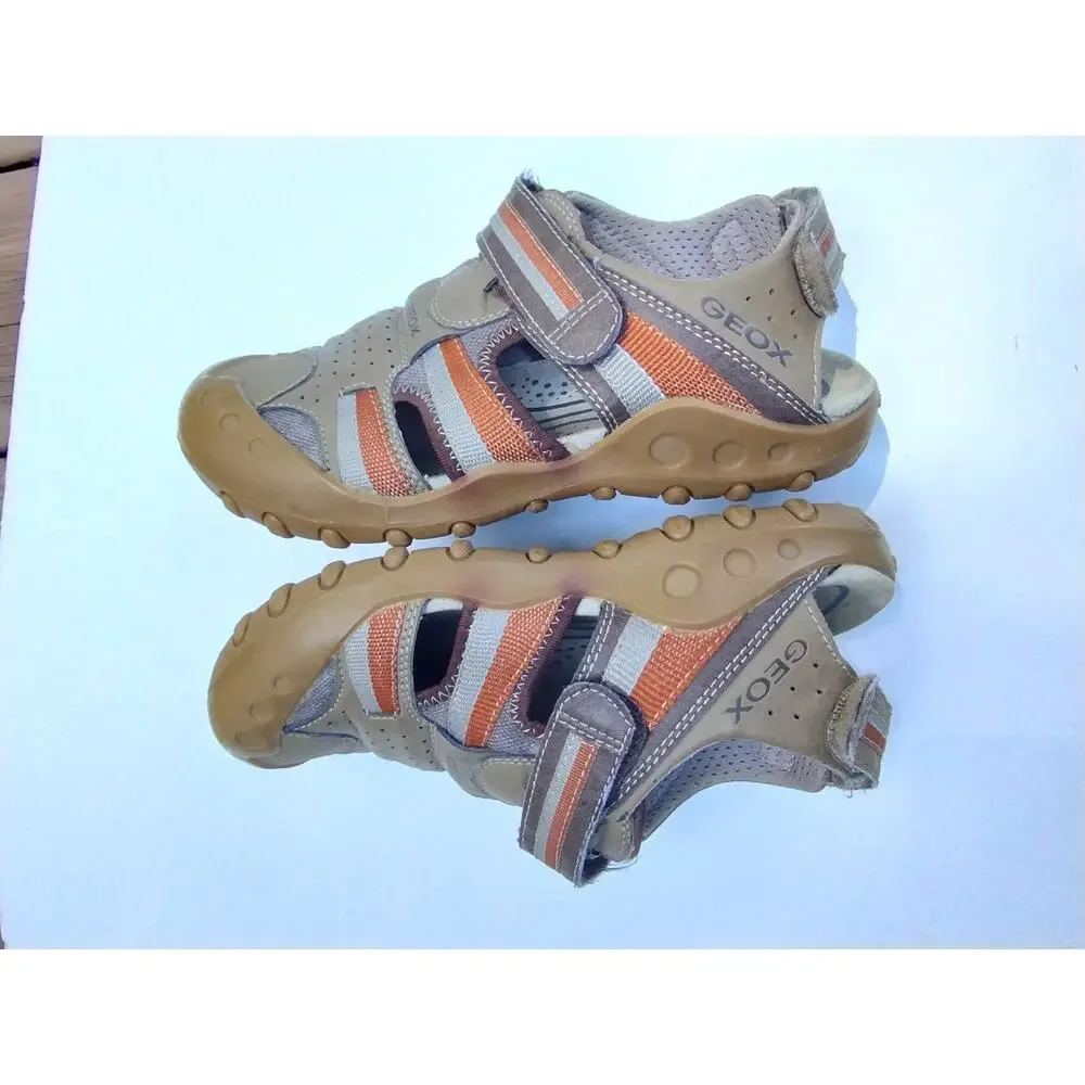 Geox KidsClosed Toe Sandals Mesh Summer Water Shoes Size 3.5 Brown/Orange
